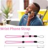 imageCACOE Cell Phone Lanyard 2 Pcs1 Pcs Adjustable Neck Strap1 Pcs Wrist Strap 2 Pcs Pads Universal Crossbody Multifuctional Compatible with Most SmartphonesBlackLight Pink