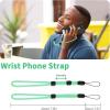 imageCACOE Cell Phone Lanyard 2 Pcs1 Pcs Adjustable Neck Strap1 Pcs Wrist Strap 2 Pcs Pads Universal Crossbody Multifuctional Compatible with Most SmartphonesBlackLight Green