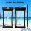 imageCACOE Not Floatable Universal IPX8 Waterproof Phone case 2 PackUp to 72quotPhone Pouch with Adjustable Neck LanyardCellphone Dry Bags for Vacation Kayak Cruise Travel EssentialsBlackBlackBlackLight Blue
