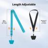 imageCACOE Phone Lanyard 2 Pack2 Adjustable Neck Strap2 Phone PatchesUniversal Cell Phone Multifuctional Patch Lanyards Compatible with Most SmartphonesBlackGrayBlacklight Blue