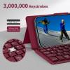 imageCACOE Wireless Keyboard with Stand Mini Keyboard for Cell Phone UltraSlim Portable Foldable DualChannel QWERTY with Stand Holder for Smartphone and More iOS Android Windows GreyWine Red