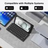 imageCACOE Wireless Keyboard with Stand Mini Keyboard for Cell Phone UltraSlim Portable Foldable DualChannel QWERTY with Stand Holder for Smartphone and More iOS Android Windows Greyblack