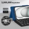 imageCACOE Wireless Keyboard with Stand Mini Keyboard for Cell Phone UltraSlim Portable Foldable DualChannel QWERTY with Stand Holder for Smartphone and More iOS Android Windows Greyblue
