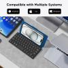 imageCACOE Wireless Keyboard with Stand Mini Keyboard for Cell Phone UltraSlim Portable Foldable DualChannel QWERTY with Stand Holder for Smartphone and More iOS Android Windows Greyblue