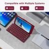 imageCACOE Wireless Keyboard with Stand Mini Keyboard for Cell Phone UltraSlim Portable Foldable DualChannel QWERTY with Stand Holder for Smartphone and More iOS Android Windows GreyWine Red