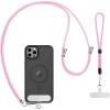 imageCACOE Cell Phone Lanyard 2 Pcs1 Pcs Adjustable Neck Strap1 Pcs Wrist Strap 2 Pcs Pads Universal Crossbody Multifuctional Compatible with Most SmartphonesBlackLight Pink