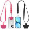 imageCACOE Phone Lanyard 2 Pack2 Adjustable Neck Strap2 Phone PatchesUniversal Cell Phone Multifuctional Patch Lanyards Compatible with Most SmartphonesBlackGrayBlackrose Red