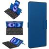imageCACOE Wireless Keyboard with Stand Mini Keyboard for Cell Phone UltraSlim Portable Foldable DualChannel QWERTY with Stand Holder for Smartphone and More iOS Android Windows Greyblue