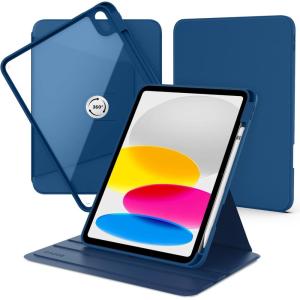 imageCACOE 360 Rotating Case for iPad A16 11th10th Generation with Pencil Holder 20252022 11109 inch Shockproof Cover for iPad 1110 Gen with Stand BlackSky Blue