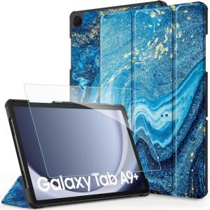 imageCACOE Case for Samsung Galaxy Tab A9 Plus 11 Inch 2023 SMX210X216X218 with Screen Protector Foldable Stand Slim Protective Case Auto Screen OnOff Midnight GreenQuicksand Pattern