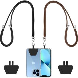 imageCACOE Cell Phone Lanyard 2 Pcs1 Pcs Adjustable Neck Strap1 Pcs Wrist Strap 2 Pcs Pads Universal Crossbody Multifuctional Compatible with Most SmartphonesBlackBlackdark Brown