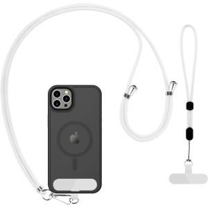 imageCACOE Cell Phone Lanyard 2 Pcs1 Pcs Adjustable Neck Strap1 Pcs Wrist Strap 2 Pcs Pads Universal Crossbody Multifuctional Compatible with Most SmartphonesBlackWhite