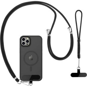 imageCACOE Cell Phone Lanyard 2 Pcs1 Pcs Adjustable Neck Strap1 Pcs Wrist Strap 2 Pcs Pads Universal Crossbody Multifuctional Compatible with Most SmartphonesBlackBlack