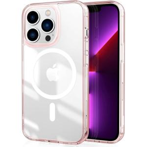 imageCACOE Magnetic Case for iPhone 13 ampamp iPhone 14 61 inchCompatible with MagSafe ampamp Magnetic Car Phone MountNot Yellowing AntiScratch ClearClear Pink