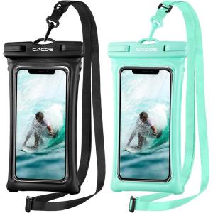 imageCACOE Not Floatable Universal IPX8 Waterproof Phone case 2 PackUp to 72quotPhone Pouch with Adjustable Neck LanyardCellphone Dry Bags for Vacation Kayak Cruise Travel EssentialsBlackBlackBlackGreen
