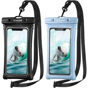 imageCACOE Not Floatable Universal IPX8 Waterproof Phone case 2 PackUp to 72quotPhone Pouch with Adjustable Neck LanyardCellphone Dry Bags for Vacation Kayak Cruise Travel EssentialsBlackBlackBlackLight Blue