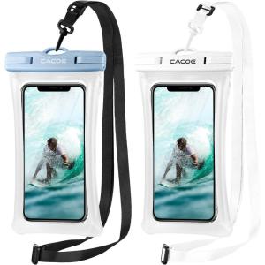 imageCACOE Not Floatable Universal IPX8 Waterproof Phone case 2 PackUp to 72quotPhone Pouch with Adjustable Neck LanyardCellphone Dry Bags for Vacation Kayak Cruise Travel EssentialsBlackBlackWhiteBlue