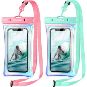 imageCACOE Not Floatable Universal IPX8 Waterproof Phone case 2 PackUp to 72quotPhone Pouch with Adjustable Neck LanyardCellphone Dry Bags for Vacation Kayak Cruise Travel EssentialsBlackBlackIridescence