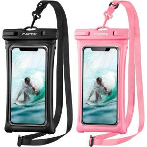 imageCACOE Not Floatable Universal IPX8 Waterproof Phone case 2 PackUp to 72quotPhone Pouch with Adjustable Neck LanyardCellphone Dry Bags for Vacation Kayak Cruise Travel EssentialsBlackBlackBlackPink