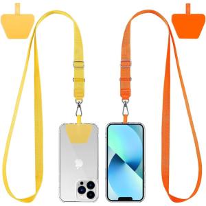 imageCACOE Phone Lanyard 2 Pack2 Adjustable Neck Strap2 Phone PatchesUniversal Cell Phone Multifuctional Patch Lanyards Compatible with Most SmartphonesBlackGrayYelloworange