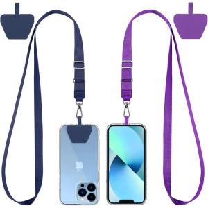 imageCACOE Phone Lanyard 2 Pack2 Adjustable Neck Strap2 Phone PatchesUniversal Cell Phone Multifuctional Patch Lanyards Compatible with Most SmartphonesBlackGrayBluepurple