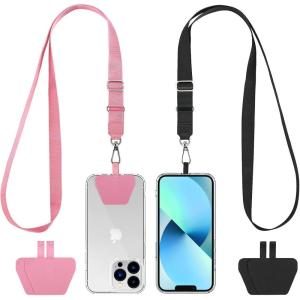 imageCACOE Phone Lanyard 2 Pack2 Adjustable Neck Strap2 Phone PatchesUniversal Cell Phone Multifuctional Patch Lanyards Compatible with Most SmartphonesBlackGrayBlackpink