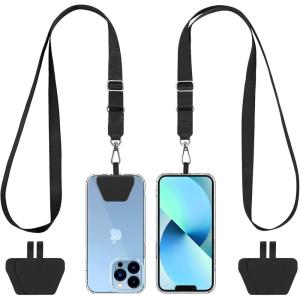 imageCACOE Phone Lanyard 2 Pack2 Adjustable Neck Strap2 Phone PatchesUniversal Cell Phone Multifuctional Patch Lanyards Compatible with Most SmartphonesBlackGrayBlackblack