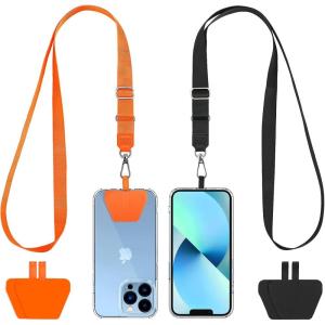 imageCACOE Phone Lanyard 2 Pack2 Adjustable Neck Strap2 Phone PatchesUniversal Cell Phone Multifuctional Patch Lanyards Compatible with Most SmartphonesBlackGrayBlackorange
