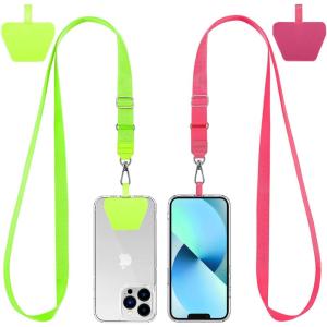imageCACOE Phone Lanyard 2 Pack2 Adjustable Neck Strap2 Phone PatchesUniversal Cell Phone Multifuctional Patch Lanyards Compatible with Most SmartphonesBlackGrayRedgreen