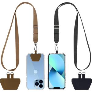 imageCACOE Phone Lanyard 2 Pack2 Adjustable Neck Strap2 Phone PatchesUniversal Cell Phone Multifuctional Patch Lanyards Compatible with Most SmartphonesBlackGrayBlackbrown