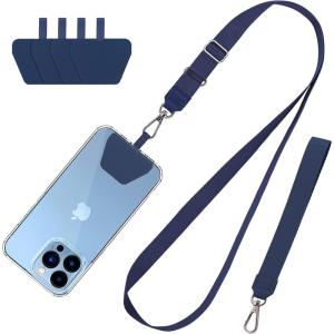 imageCACOE Phone Lanyard 2 Pcs1 Pcs Adjustable Neck Strap1 Pcs Wrist Strap2 PadsUniversal Crossbody Multifuctional Cell Phone Lanyards Compatible with Most SmartphonesBlackBlue