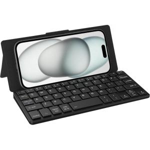 imageCACOE Wireless Keyboard with Stand Mini Keyboard for Cell Phone UltraSlim Portable Foldable DualChannel QWERTY with Stand Holder for Smartphone and More iOS Android Windows Greyblack
