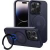 imageCACOE Magnetic Case for iPhone 13 Pro 61 inch with 360 Rotatable Ring Stand Compatible with MagSafe Car Phone Mount Cases Cover Phone Holder for Desk MeetingVideosMatte BlackDark Blue