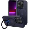 imageCACOE Magnetic Case for iPhone 13 Pro 61 inch with 360 Rotatable Ring Stand Compatible with MagSafe Car Phone Mount Cases Cover Phone Holder for Desk MeetingVideosMatte BlackDark Blue