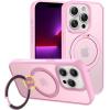imageCACOE Magnetic Case for iPhone 13 Pro 61 inch with 360 Rotatable Ring Stand Compatible with MagSafe Car Phone Mount Cases Cover Phone Holder for Desk MeetingVideosMatte BlackPink