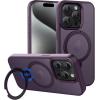 imageCACOE Magnetic Case for iPhone 13 Pro 61 inch with 360 Rotatable Ring Stand Compatible with MagSafe Car Phone Mount Cases Cover Phone Holder for Desk MeetingVideosMatte BlackDark Purple