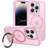 imageCACOE Magnetic Case for iPhone 13 Pro 61 inch with 360 Rotatable Ring Stand Compatible with MagSafe Car Phone Mount Cases Cover Phone Holder for Desk MeetingVideosMatte BlackPink
