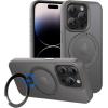 imageCACOE Magnetic Case for iPhone 13 Pro 61 inch with 360 Rotatable Ring Stand Compatible with MagSafe Car Phone Mount Cases Cover Phone Holder for Desk MeetingVideosMatte BlackLight Gray