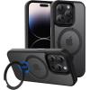 imageCACOE Magnetic Case for iPhone 13 Pro 61 inch with 360 Rotatable Ring Stand Compatible with MagSafe Car Phone Mount Cases Cover Phone Holder for Desk MeetingVideosMatte BlackMatte Black