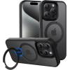 imageCACOE Magnetic Case for iPhone 13 Pro 61 inch with 360 Rotatable Ring Stand Compatible with MagSafe Car Phone Mount Cases Cover Phone Holder for Desk MeetingVideosMatte BlackMatte Black
