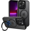 imageCACOE Magnetic Case for iPhone 13 Pro 61 inch with 360 Rotatable Ring Stand Compatible with MagSafe Car Phone Mount Cases Cover Phone Holder for Desk MeetingVideosMatte BlackMatte Black