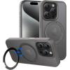 imageCACOE Magnetic Case for iPhone 13 Pro 61 inch with 360 Rotatable Ring Stand Compatible with MagSafe Car Phone Mount Cases Cover Phone Holder for Desk MeetingVideosMatte BlackLight Gray