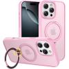 imageCACOE Magnetic Case for iPhone 13 Pro 61 inch with 360 Rotatable Ring Stand Compatible with MagSafe Car Phone Mount Cases Cover Phone Holder for Desk MeetingVideosMatte BlackPink