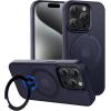imageCACOE Magnetic Case for iPhone 13 Pro 61 inch with 360 Rotatable Ring Stand Compatible with MagSafe Car Phone Mount Cases Cover Phone Holder for Desk MeetingVideosMatte BlackDark Blue