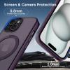 imageCACOE Magnetic Case for iPhone 15 61 inch with 360 Rotatable Ring Stand Compatible with MagSafe Car Phone Mount Cases Cover Phone Holder for Desk MeetingVideos Matte BlackDark Purple