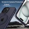 imageCACOE Magnetic Case for iPhone 15 61 inch with 360 Rotatable Ring Stand Compatible with MagSafe Car Phone Mount Cases Cover Phone Holder for Desk MeetingVideos Matte BlackDark Blue