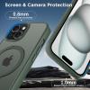 imageCACOE Magnetic Case for iPhone 15 61 inch with 360 Rotatable Ring Stand Compatible with MagSafe Car Phone Mount Cases Cover Phone Holder for Desk MeetingVideos Matte BlackDark Green