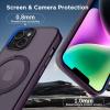 imageCACOE Magnetic Case for iPhone 15 61 inch with 360 Rotatable Ring Stand Compatible with MagSafe Car Phone Mount Cases Cover Phone Holder for Desk MeetingVideos Matte BlackDark Purple