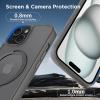 imageCACOE Magnetic Case for iPhone 15 61 inch with 360 Rotatable Ring Stand Compatible with MagSafe Car Phone Mount Cases Cover Phone Holder for Desk MeetingVideos Matte BlackLight Gray