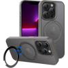 imageCACOE Magnetic Case for iPhone 13 Pro 61 inch with 360 Rotatable Ring Stand Compatible with MagSafe Car Phone Mount Cases Cover Phone Holder for Desk MeetingVideosMatte BlackLight Gray
